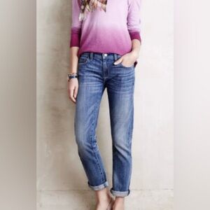 Pilcro Anthropologie Classic Blue Mid-Rise Boyfriend Hyphen Loose Straight Jeans